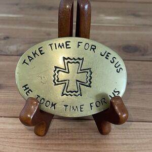 Brass Christian Jesus Religious Peacher Pastor Gift 1970s VTG Belt Buckle KIRK